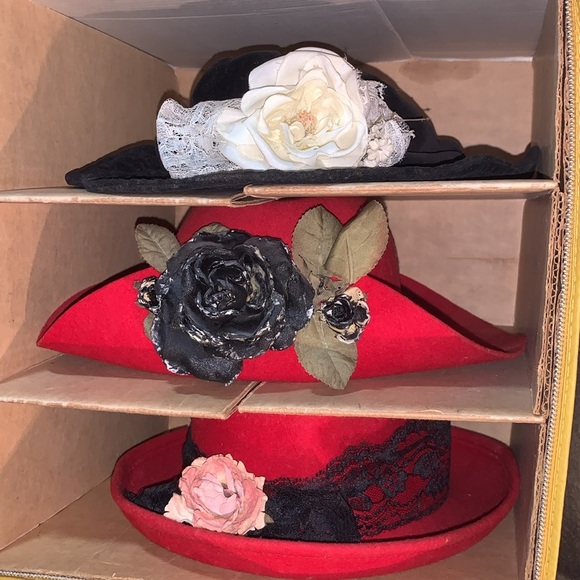 Vintage Collector’s Bundle 6 Different Wool /Velvet/Straw Hats Retro Storage Box - Picture 16 of 17